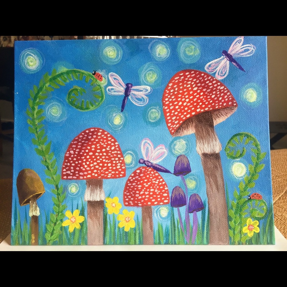 Mushroom Fairy Land Painting